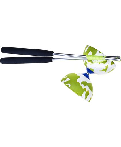 Set Acrobat bicolor 100 Diabolo green/white + aluminum hand sticks