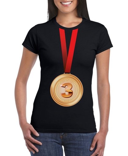 Bronzen medaille kampioen shirt zwart dames - Winnaar shirt Nr 3 S