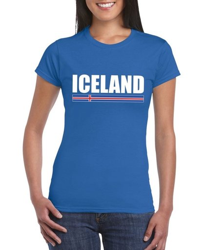 Blauw IJsland supporter t-shirt voor dames - IJslandse vlag shirts S