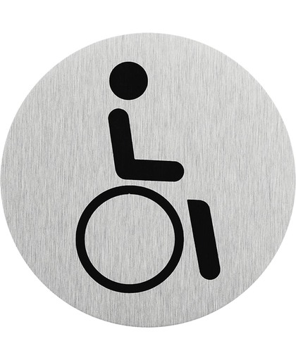 Aluminium deurbordje " pictogram rolstoel bestuurder " Ø75mm