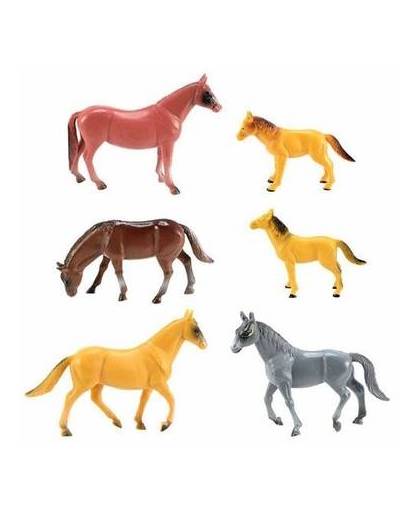 Plastic speelgoed paarden 6 stuks