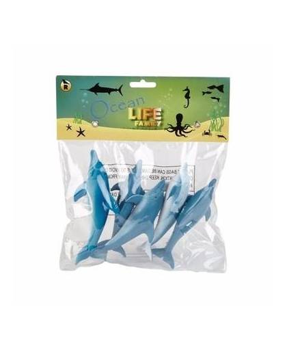 Dolfijnen familie gemaakt van rubber 5st