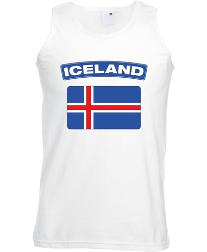 Ijsland singlet shirt/ tanktop met Ijslandse vlag wit heren S