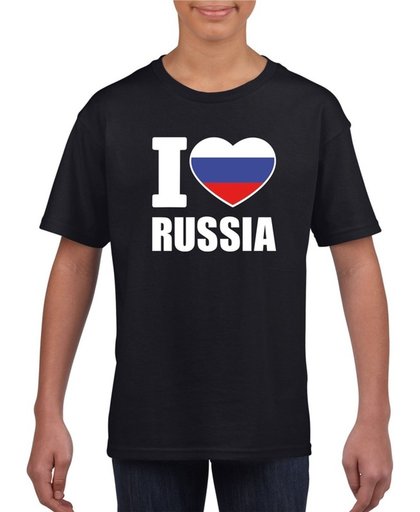 Zwart I love Rusland supporter shirt kinderen - Russisch shirt jongens en meisjes M (134-140)