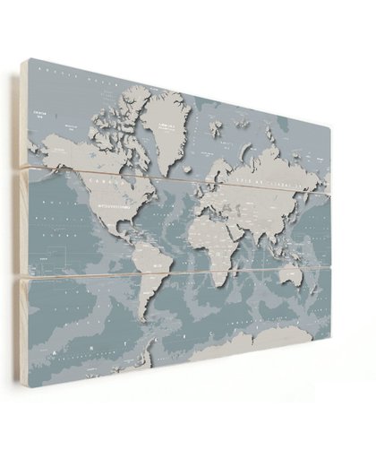 Wereldkaart stoer vurenhout 80x60 cm
