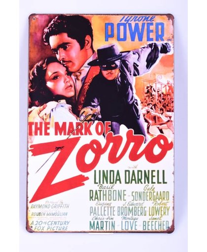 Zorro" ijzeren vintage reclamebord - Gems and Giftshop