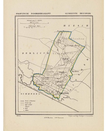 Historische kaart, plattegrond van gemeente Heeswijk in Noord Brabant uit 1867 door Kuyper van Kaartcadeau.com