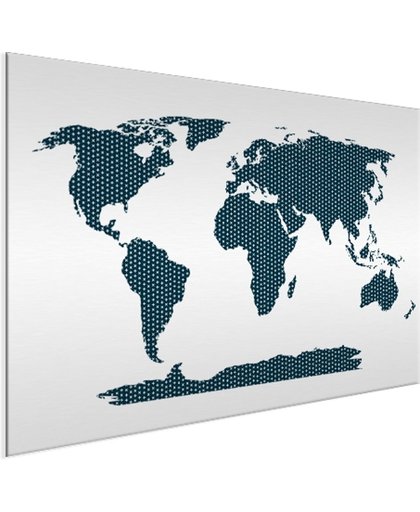 Wereldkaart kruisjes en plusjes blauw Aluminium 120x80 cm
