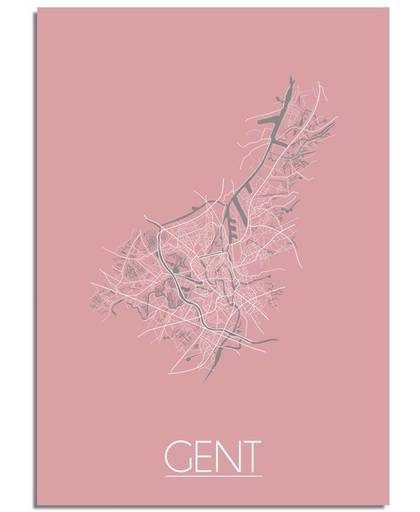 DesignClaud Gent - Stadskaart - Plattegrond - Interieur poster - Roze