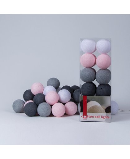 Cotton Ball Lights Lichtslinger Pink Grey – 50 Cotton Balls – Roze / Grijs