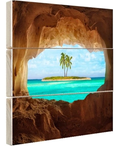 Paradijs in het Caribisch gebied Hout 30x20 cm - Foto print op Hout (Wanddecoratie)