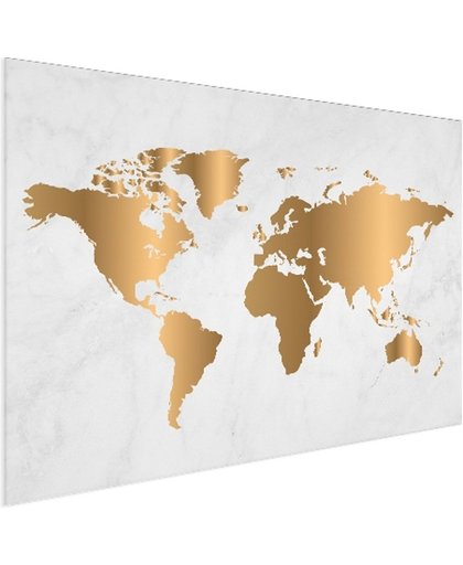 Wereldkaart goud marmer Aluminium 150x100 cm