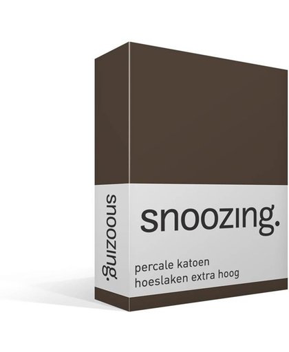 Snoozing - Hoeslaken - Extra hoog - Percale katoen - Eenpersoons - 90x220 cm - Percale katoen - Bruin