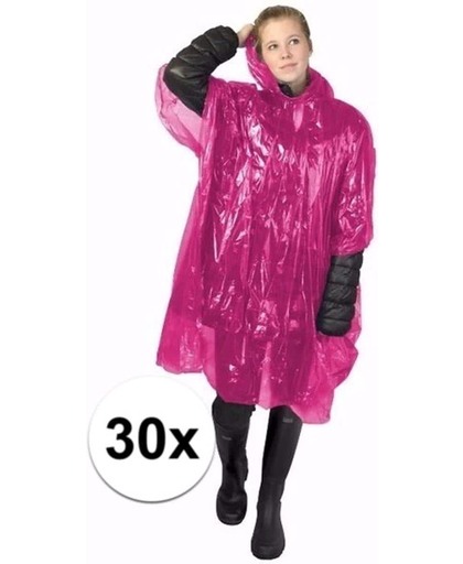30x wegwerp regenponcho roze - poncho