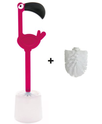 RMEX WC borstel Flamingo - Toiletborstel met houder en Extra borstel