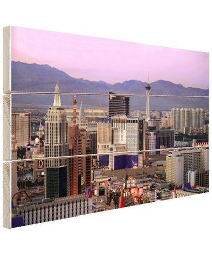 Las Vegas skyline bij zonsondergang Hout 60x40 cm - Foto print op Hout (Wanddecoratie)
