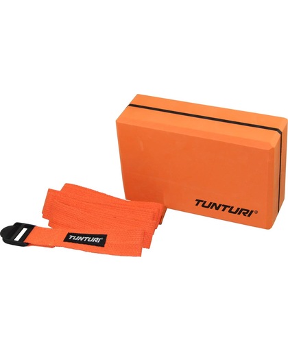 Tunturi Yoga Set - Yoga blok en Strap - Oranje/Zwart