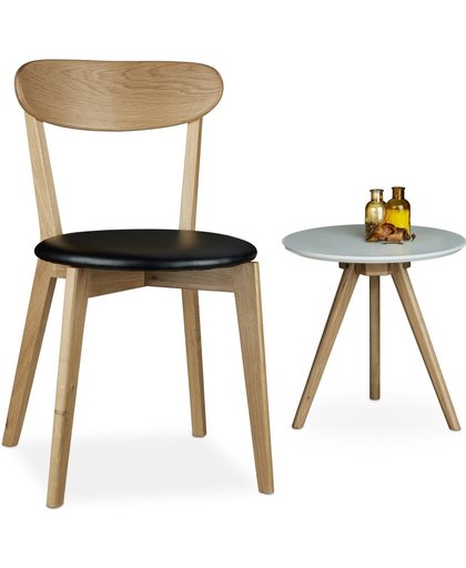 relaxdays - eiken eetkamerstoel - kunstleer - stoel keuken - eetkamer - keuken zwart