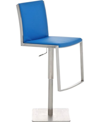 Clp Design barkruk ECO - barstoel met rugleuning en voetsteun, 360° draaibaar, uit mat RVS en kunstleer - blauw,