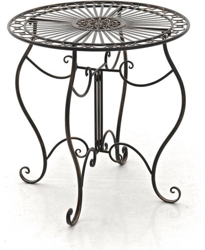 Clp Bistro tafel INDRA,, rond Ø 70 cm, hoogte 72 cm, nostalgisch design tuintafel metaal - bronskleur