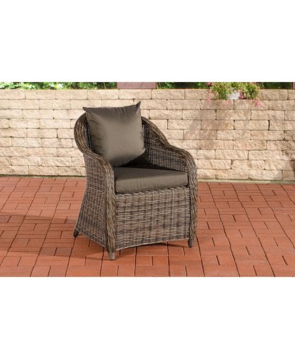 Clp Poly-rotan Wicker tuinstoel / fauteuil FARSUND, aluminium frame, kussens - kleur rotan : grijs gemêleerd hoes antraciet