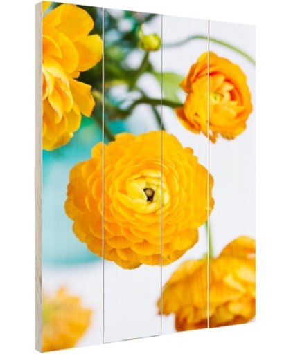 Oranje boterbloemen Hout 60x80 cm - Foto print op Hout (Wanddecoratie)