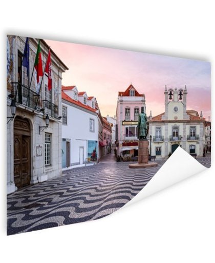 Stadsplein Lissabon Poster 90x60 cm - Foto print op Poster (wanddecoratie)