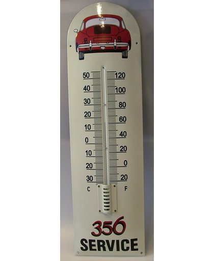Porsche 356 Service emaille garage thermometer groot (achterkant)