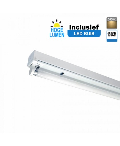LED Buis armatuur 150cm - Enkel | Inclusief Hoge Lumen LED Buis - 3000K - Warm wit