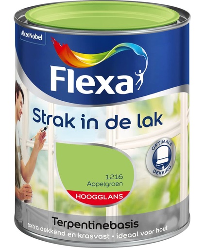 Flexa Strak In De Lak Hoogglans - Appelgroen - 0,75 liter