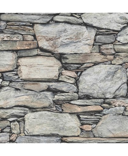 Reclaimed Stone Wall grijs behang (vliesbehang, grijs)