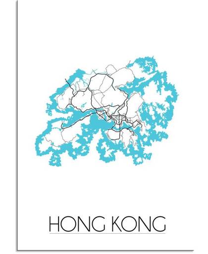 Plattegrond Hong Kong Stadskaart poster DesignClaud - Wit - A4 poster
