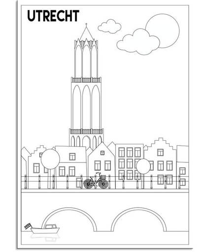 Poster Utrecht Oude gracht DesignClaud - Zwart wit - A4 poster
