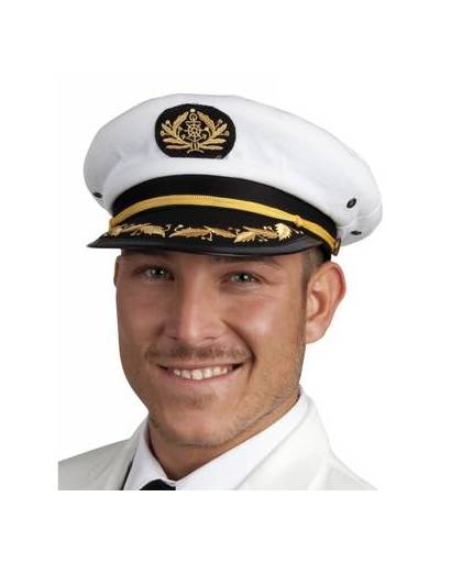 Kapitein pet wit voor volwassenen 61 cm