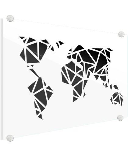 Wereldkaart geometrisch zwart canvas 200x150 cm