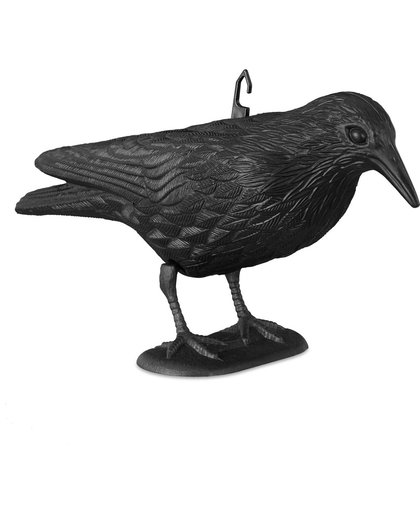 relaxdays duivenverschrikker kraai staand - 38 cm - vogelverschrikker zwart - tuinfiguur