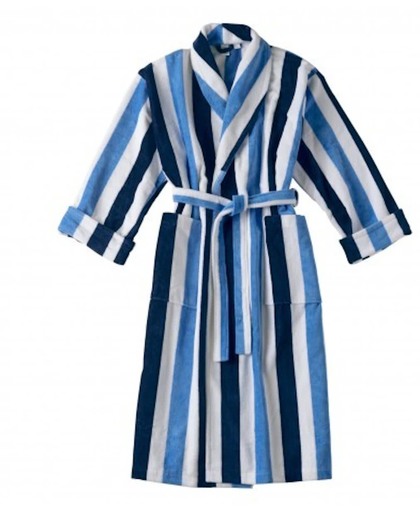 Elias luxe badjas Stripes Blauw/wit MAAT XL