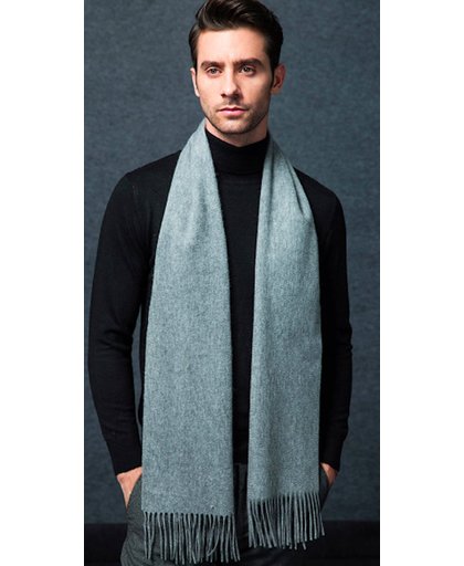 Heren kasjmier sjaal - 100% cashmere van fijn natuurlijk - Warm in de winter - 180 * 30cm - 120g - Grijs | LENGKEORL