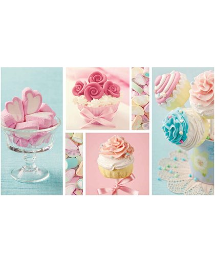 Fotobehang Cupcakes Marshmallows | M - 104cm x 70.5cm | 130g/m2 Vlies