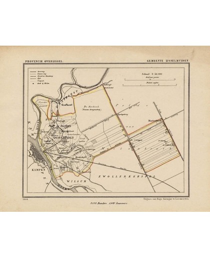 Historische kaart, plattegrond van gemeente IJsselmuiden in Overijssel uit 1867 door Kuyper van Kaartcadeau.com