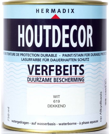 Hermadix Houtdecor Verfbeits Dekkend - 0,75 liter - 619 Wit