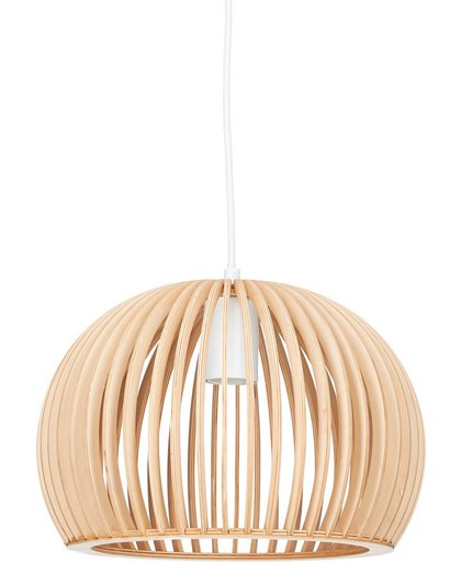 relaxdays Hanglamp bolvormige lampenkap- design plafondlamp - houten woonkamerlamp - E27