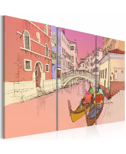 Schilderij - Romantische gondels, Venetië
