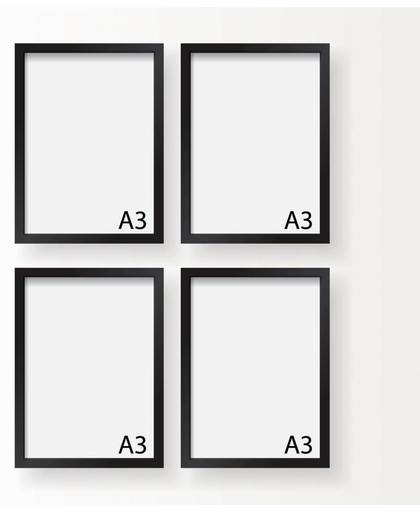 4x A3 Fotolijst Poster Frame DesignClaud - Wissellijst - Zwart