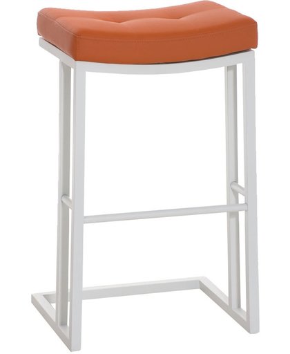 Clp Barkruk NEPAL W78 barstoel - cantilever wit metalen tafelkruk, kunstleer - oranje