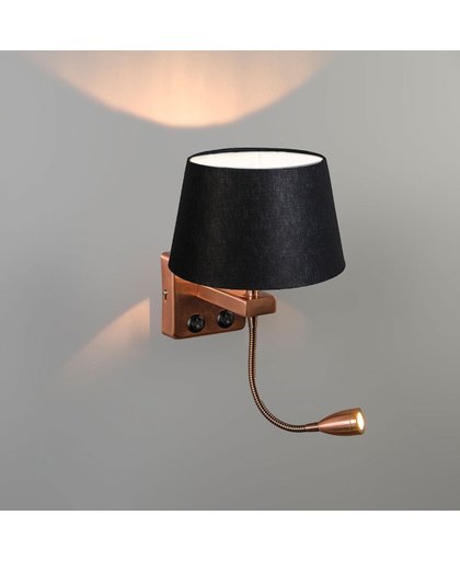QAZQA Brescia Combi - Wandlamp met leeslamp - 1 lichts - D 150 mm - zwart