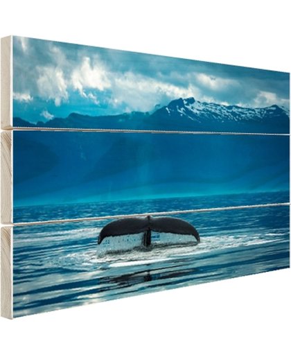 Staart van een grote bultrug walvis Hout 30x20 cm - Foto print op Hout (Wanddecoratie)