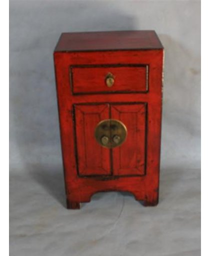 Chinese Meubelen Chinese Kast Rood Glossy Chinees Nachtkastje (1900-1915) 20e eeuw Shanxi-China Klein - Orientique