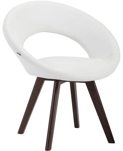Clp Eetkamerstoel BECK, scandinavische stijl, bezoekersstoel met rugleuning,, vierpotig houten frame, moderne stoel, bekleding van kunstleer, - wit kleur onderstel : walnoot