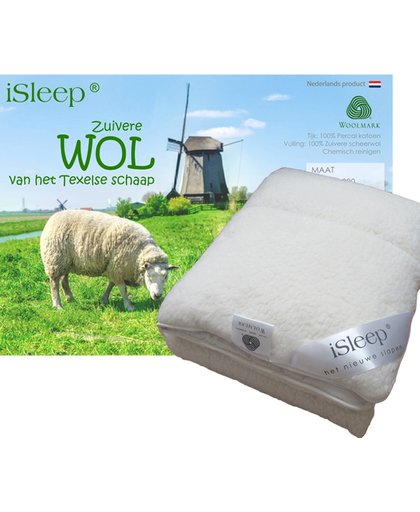 iSleep Wollen Onderdeken - 100% Wol - Litsjumeaux - 180x200 cm - Ecru